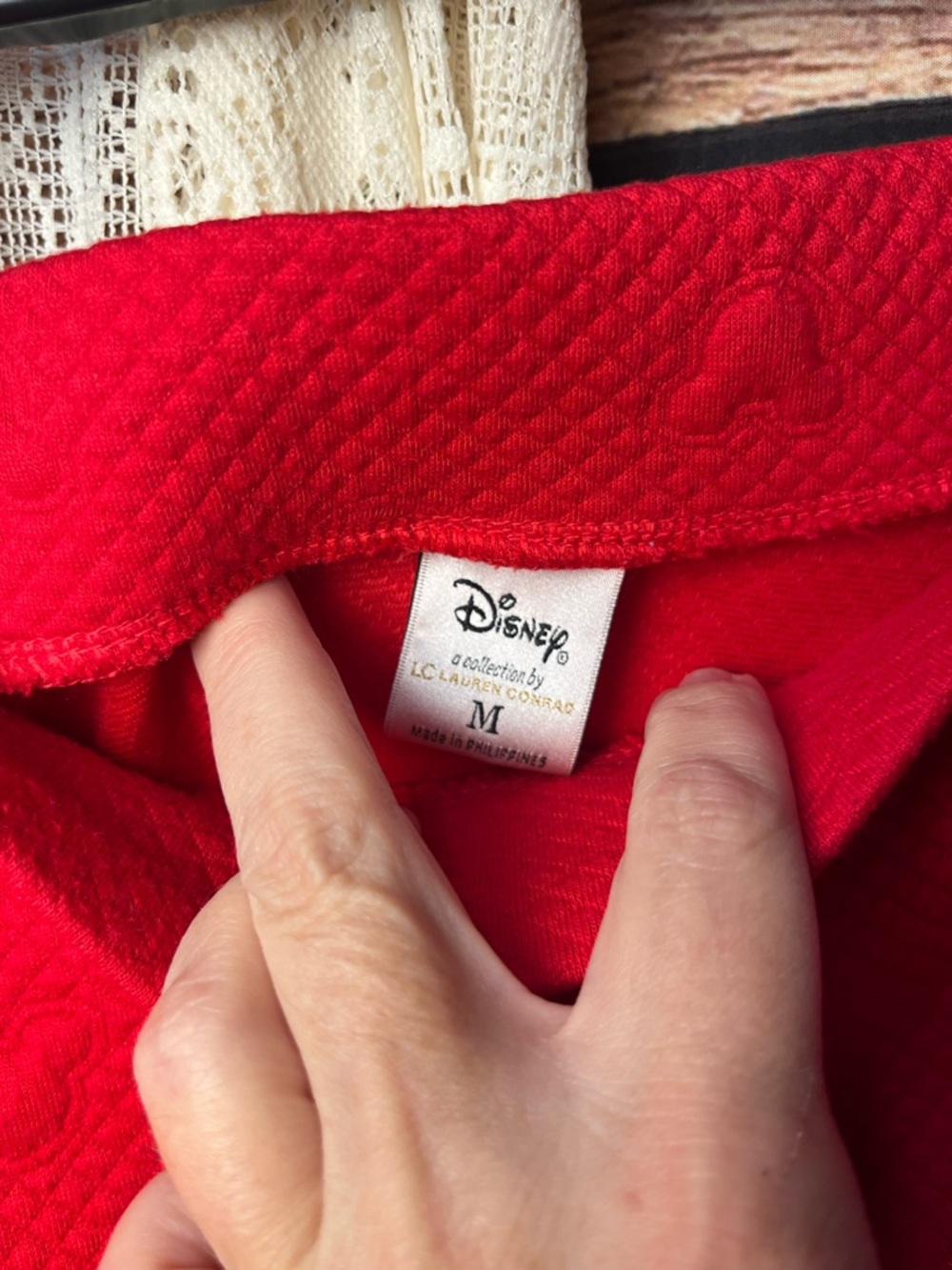 Disney x Lauren Conrad Collab Red Textured A-Line Skater Skirt (233) - Picture 6 of 9